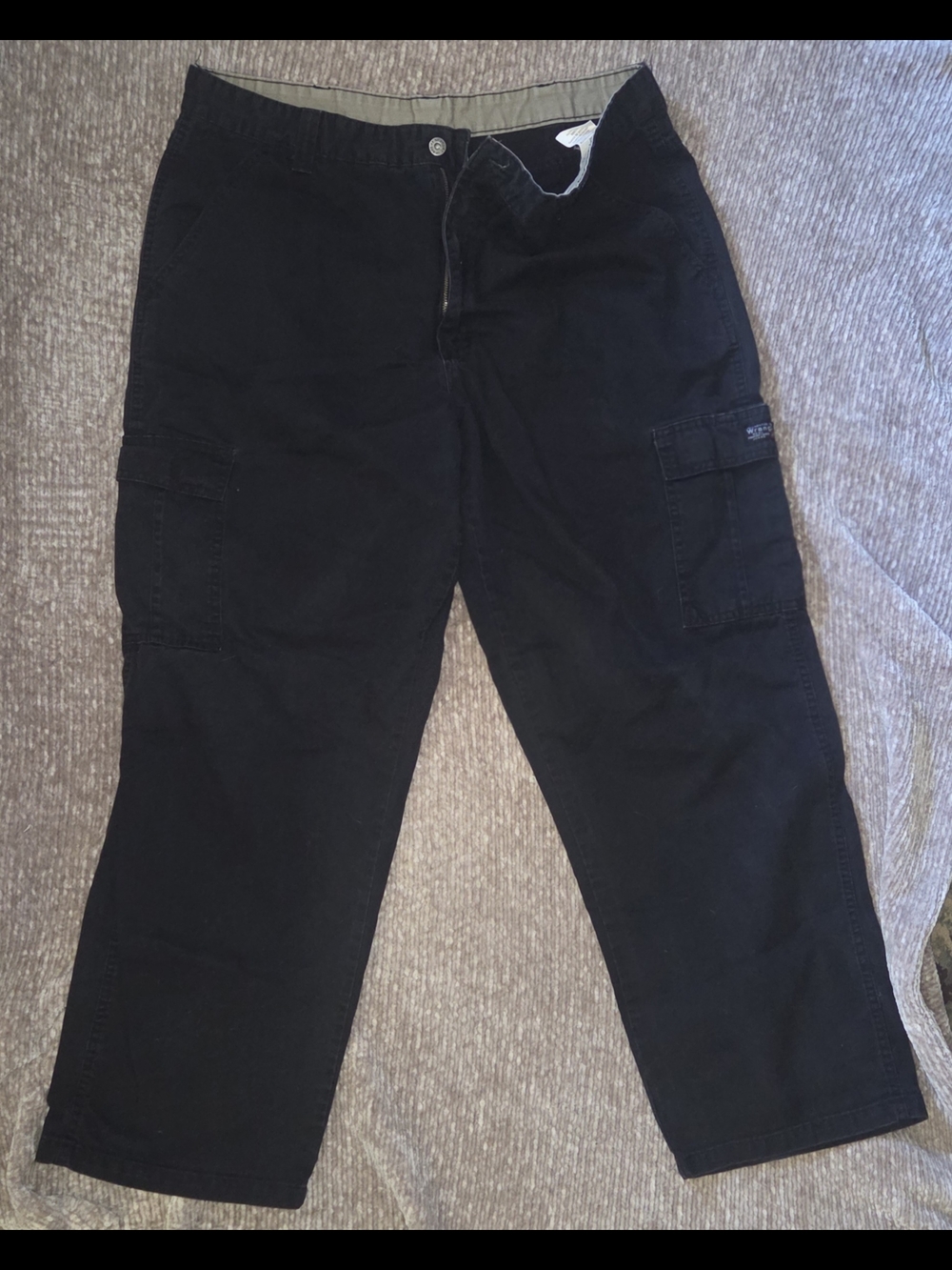 Mens Wrangler Black Cargo Pants with Utility Pockets